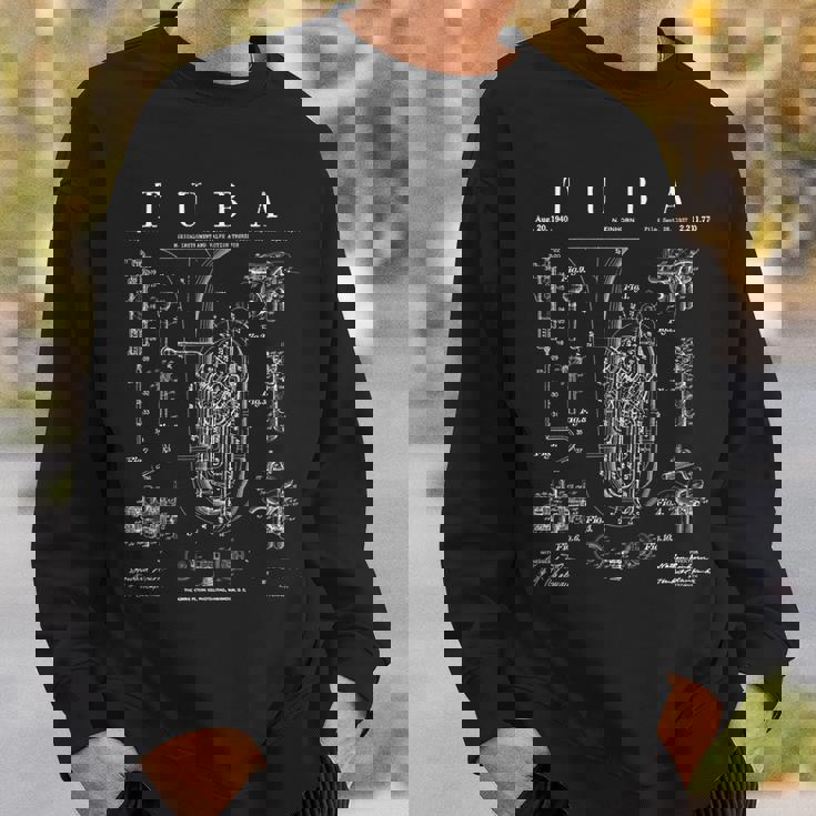 Tuba ビンテージ 特許 チュービスト 図面 プリント スウェットシャツ 彼への贈り物