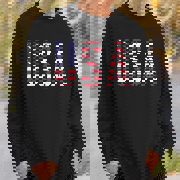 Usa アメリカの国旗の色のアメリカ 長袖tシャツ スウェットシャツ 彼への贈り物