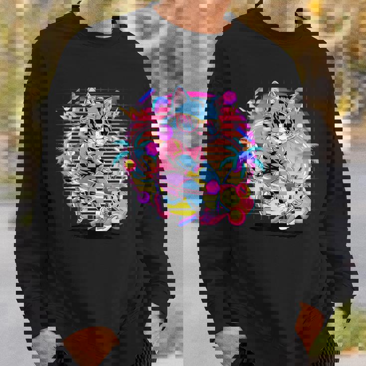 Vaporwave 猫 ピックルボール プレーヤー 80年代 レトロ 美学 スウェットシャツ 彼への贈り物