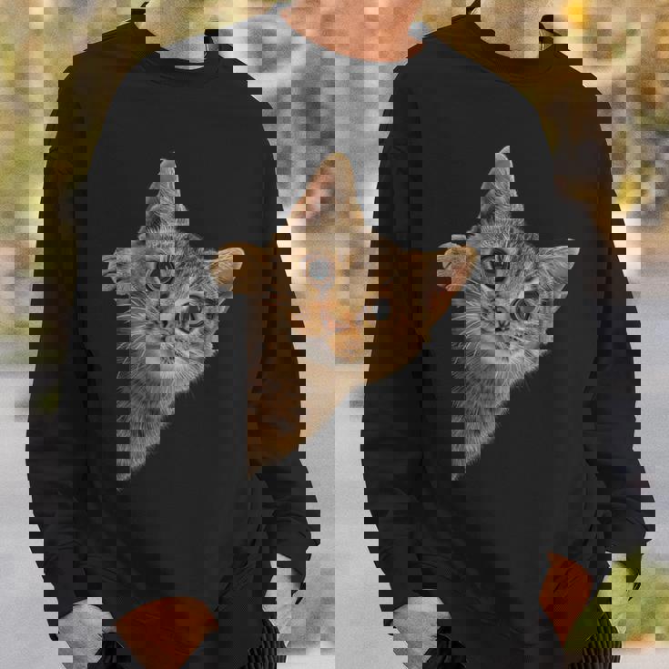 【覗くネコ】猫 にゃんこ 猫好き 猫 可愛い ネコ 子猫 ネコ好き 面白い 変な 遊び心 ネタ ウケ狙い おもしろ スウェットシャツ 彼への贈り物