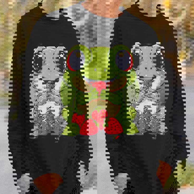 いちごカエル 図面 アートワーク いちご 動物 アート スウェットシャツ 彼への贈り物