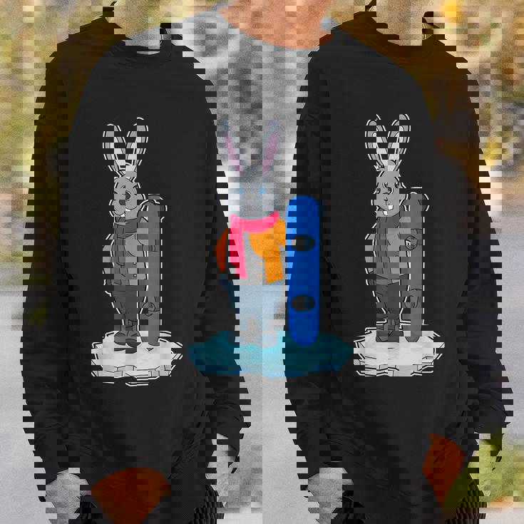 うさぎ スノーボーダー スノーボード スポーツ スウェットシャツ 彼への贈り物