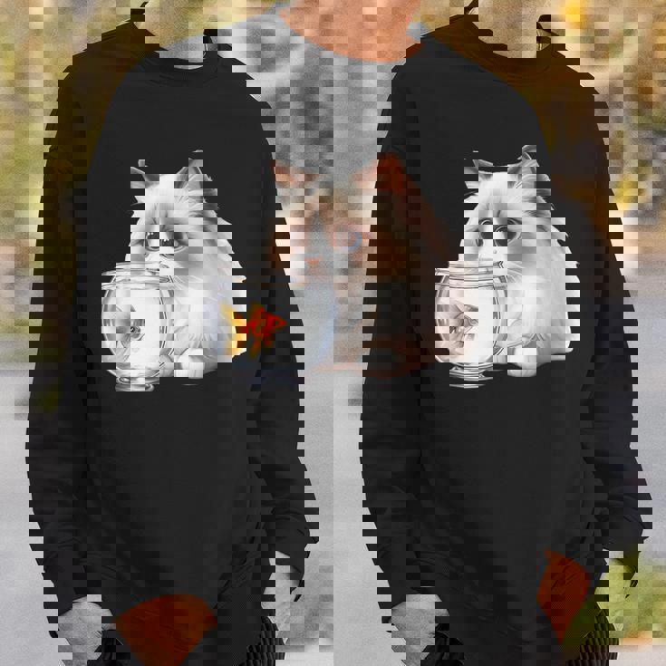 おさるのラグドール 猫と金魚 スウェットシャツ 彼への贈り物