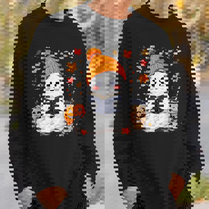 おばけ読書本 紅葉 ハロウィン ゴーストコーヒー スウェットシャツ 彼への贈り物