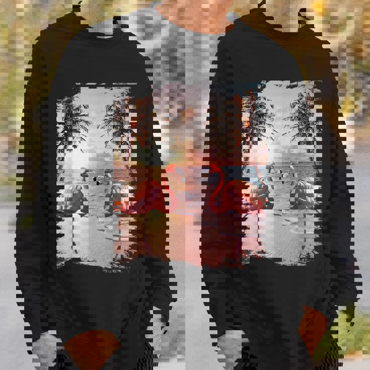 かわいいカラフルなフラミンゴヤシの木 スウェットシャツ 彼への贈り物