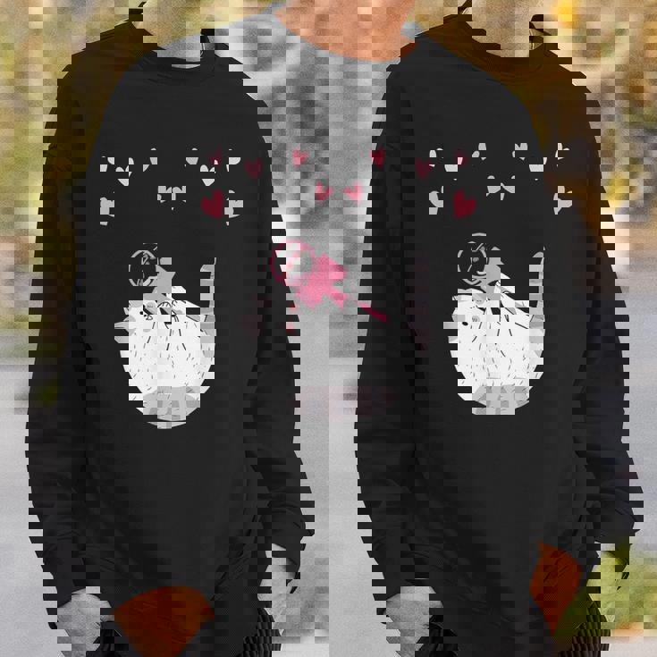 かわいい毛糸の猫はけん玉ハートを弾く スウェットシャツ 彼への贈り物