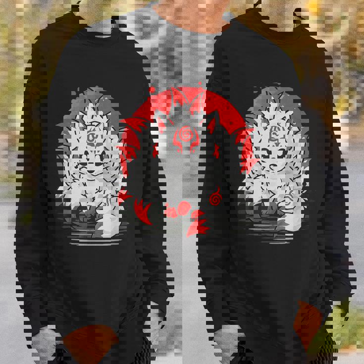 きつね 笑う キツネ 九尾 神話 動物 スウェットシャツ 彼への贈り物