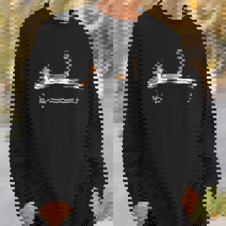 みょーーーん 猫 ネコ ねこ 三毛猫 愛猫 伸びる ジャンプ シンプル ほのぼの かわいい メンズ レディース キッズ スウェットシャツ 彼への贈り物