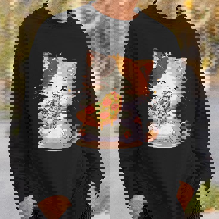 わがまま猫 ピザねこ ラーメン好き かわいい おもしろ マンガ スウェットシャツ 彼への贈り物