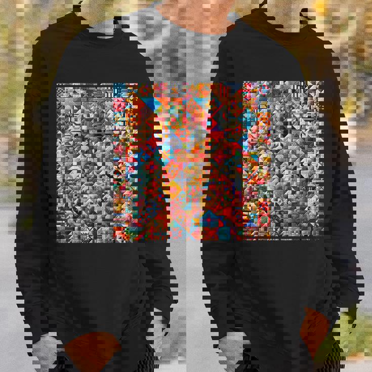 アメリカンキルト カラフル パッチワーク キルティング キルター ソーイング スウェットシャツ 彼への贈り物