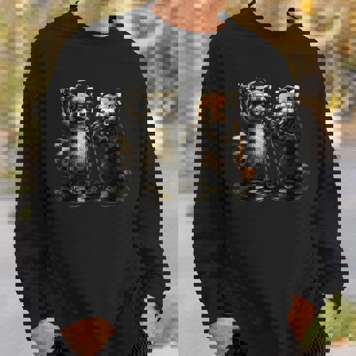 アライグマ レッサーパンダ バンド 音楽 バイブ レトロ 動物 ロック スウェットシャツ 彼への贈り物