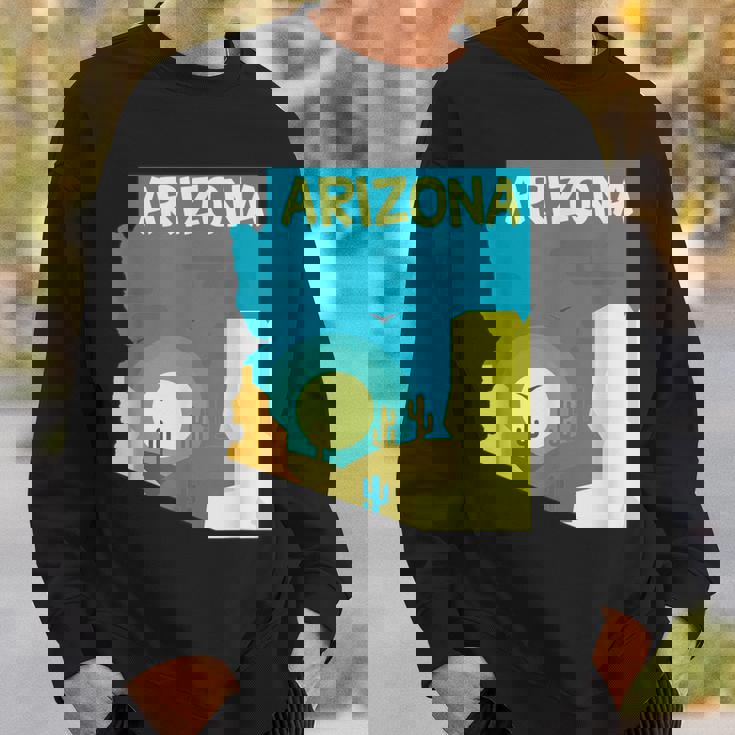 アリゾナ州の地図、モダンな抽象的なアリゾナ砂漠、サボテン スウェットシャツ 彼への贈り物