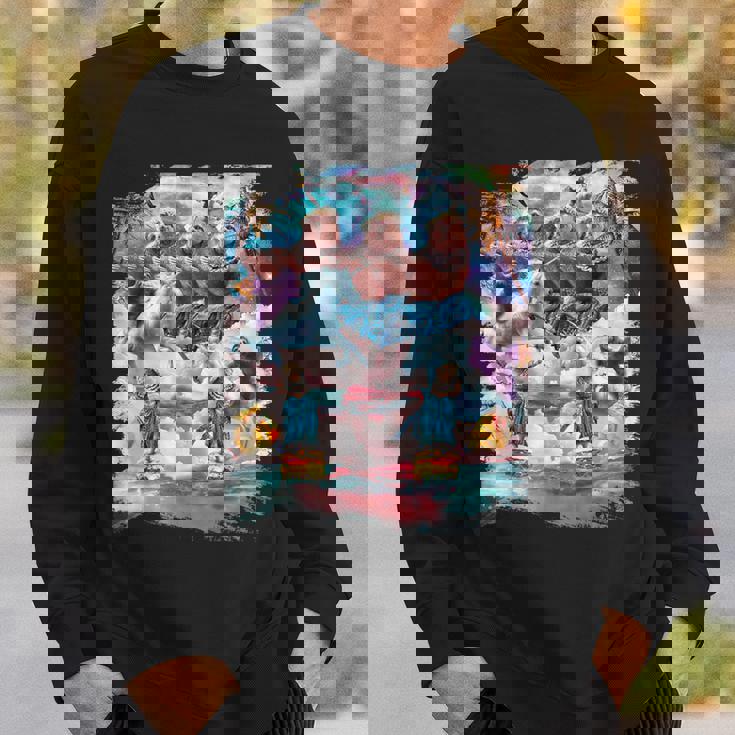 アロハ バーガー 猫 & ピザ ナマケモノ ユニコーン スウェットシャツ 彼への贈り物