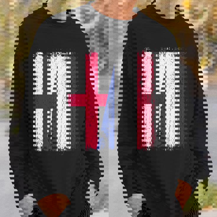 イングランド オランダ ハーフフラッグ イングリッシュ オランダ遺産 長袖tシャツ スウェットシャツ 彼への贈り物