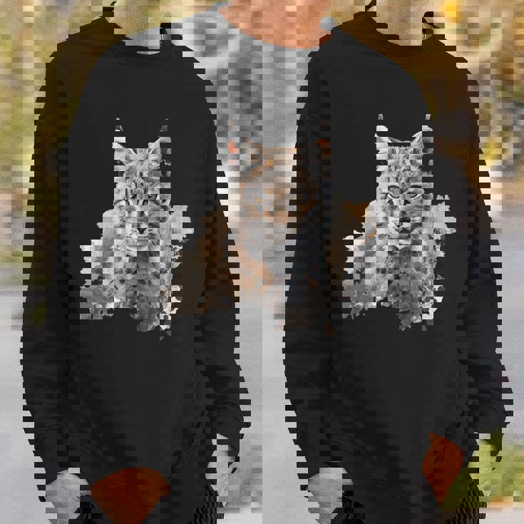 オイル スケッチ ワイルドライフ ボブキャット オレンジ ボブキャット スウェットシャツ 彼への贈り物