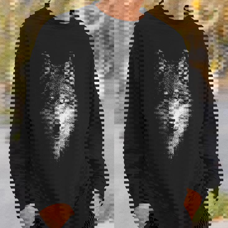 オオカミ 動物 モチーフ アート オオカミ 長袖tシャツ スウェットシャツ 彼への贈り物