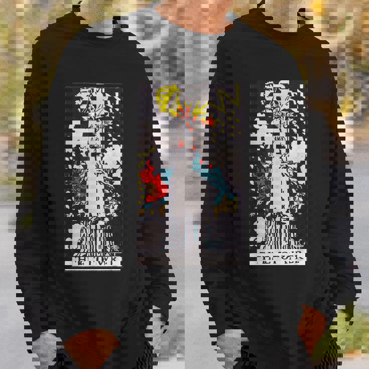 オリジナルのrider Waite Deckからのタワービンテージタロットカード スウェットシャツ 彼への贈り物