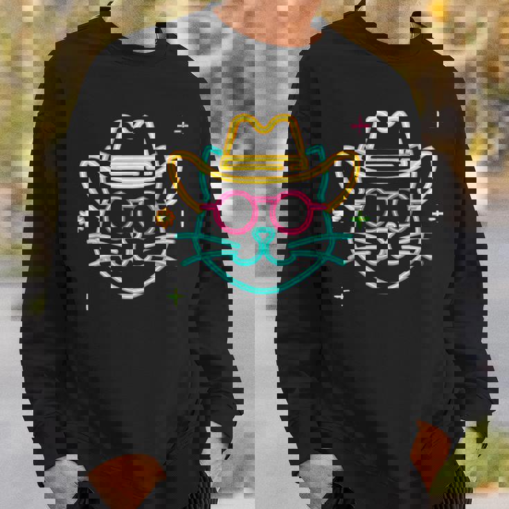 カウボーイ 猫 顔 ラウンド サングラス ウェスタン グラフィック ピンク アニマル スウェットシャツ 彼への贈り物