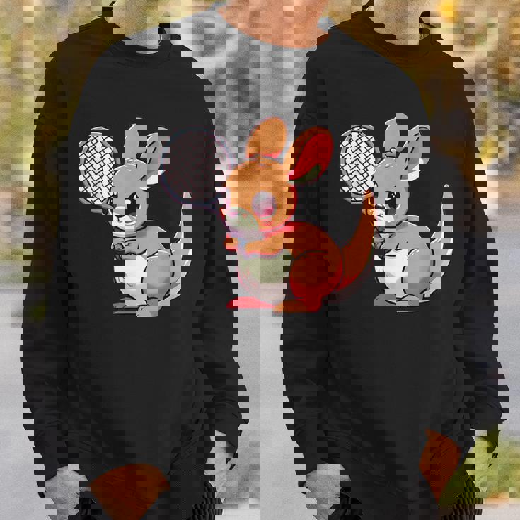 カンガルー かわいい ラケット スポーツ テニス プレイ 動物 キャラクター キュート スウェットシャツ 彼への贈り物