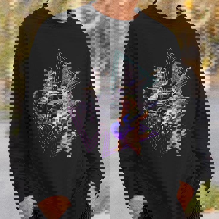 キャットバンド-ベース、ギター、ドラムセットのロックキティ スウェットシャツ 彼への贈り物