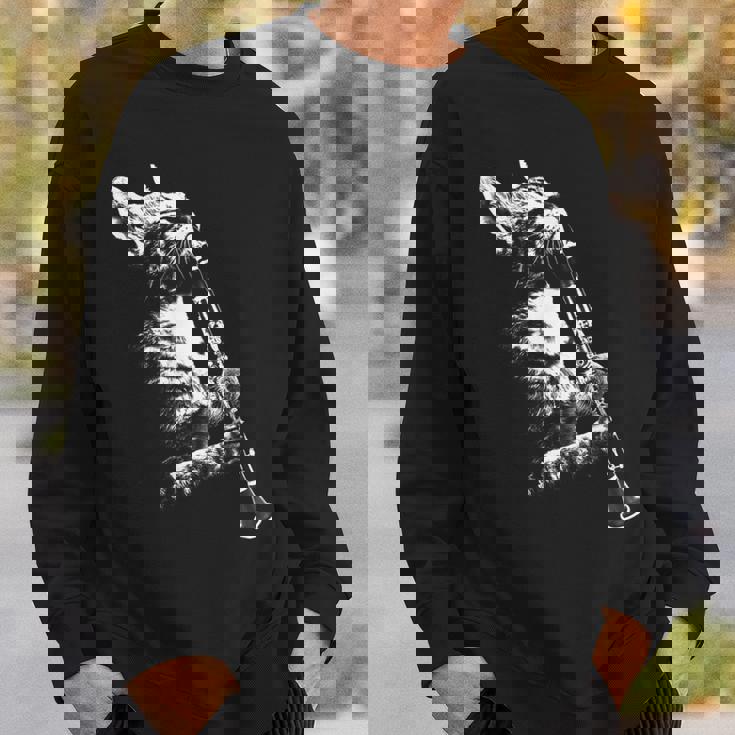 クラリネットを弾く猫 面白い猫ミュージシャン クラリネット教師 スウェットシャツ 彼への贈り物