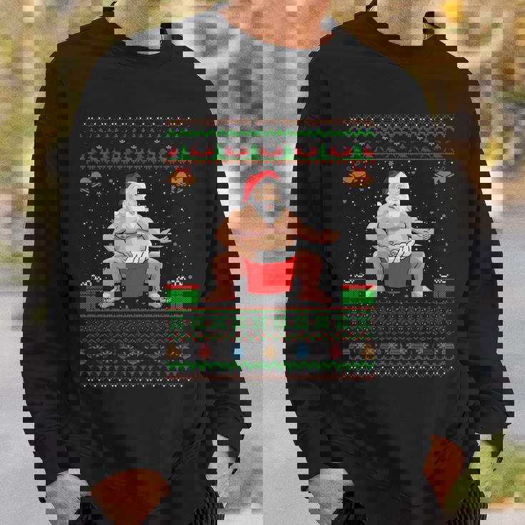 クリスマスセータースタイル サンタ相撲 アグリークリスマス 長袖tシャツ スウェットシャツ 彼への贈り物