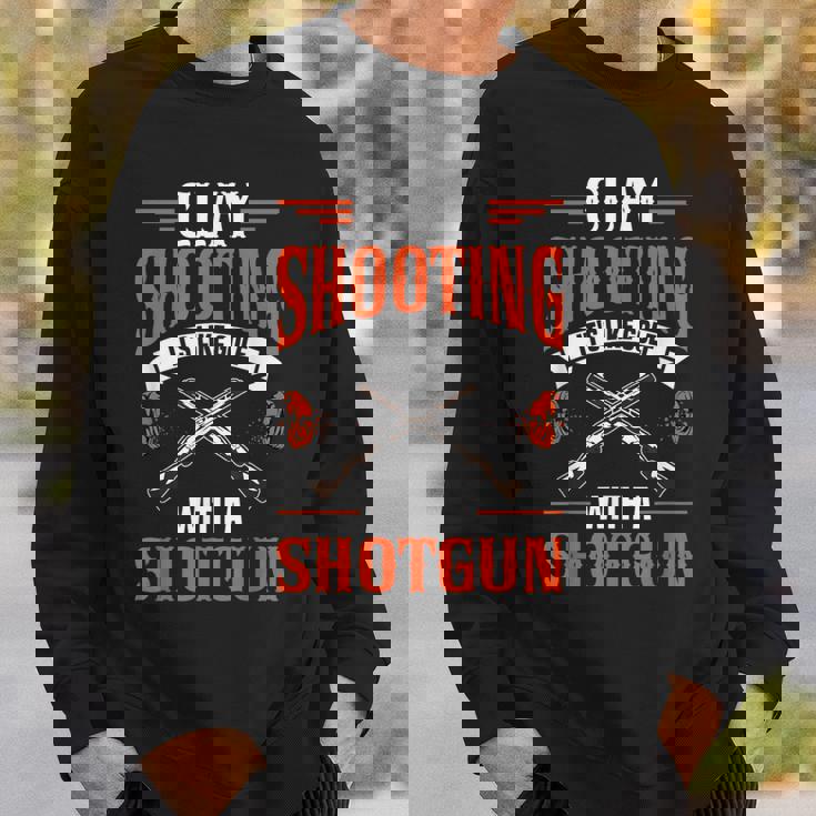 クレー射撃 散弾銃を使ったゴルフのようなもの ショットガン トラップ からのプル ピジョン クレー射撃 スウェットシャツ 彼への贈り物