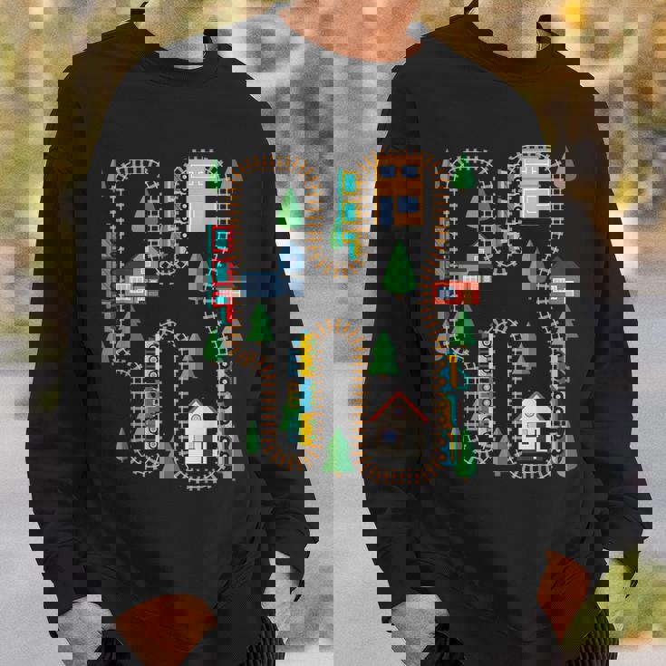 クールなプレイマット 電車線路 かわいい機関車 幼児 スウェットシャツ 彼への贈り物