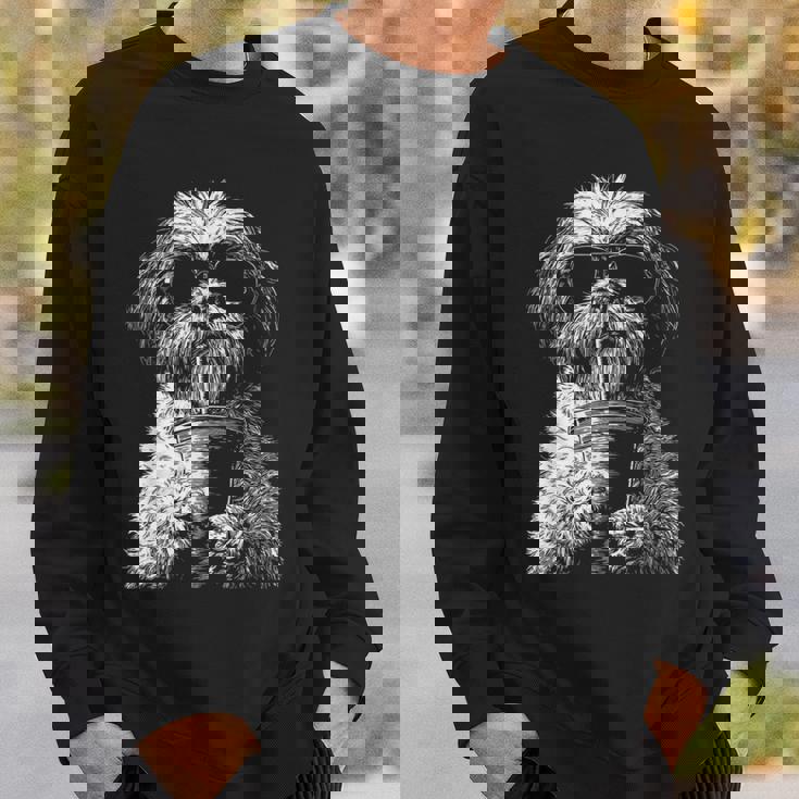 クールシーズードリンクアイスコーヒーファニードッグミームy2kグランジ スウェットシャツ 彼への贈り物