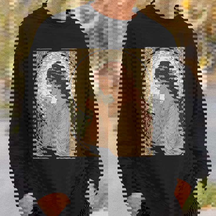 コーヒー好きのミュシャ風のアールヌーボー スウェットシャツ 彼への贈り物