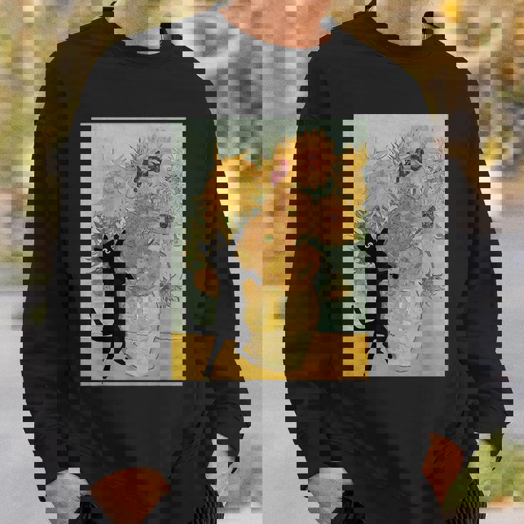 ゴッホ ひまわり 面白い 猫 アート 絵画 スウェットシャツ 彼への贈り物