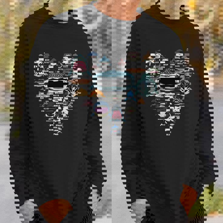 サメの識別 サメの顔 サメのハート 長袖tシャツ スウェットシャツ 彼への贈り物