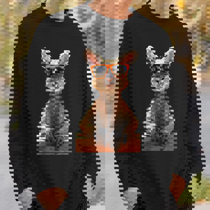 サングラスをかけたカンガルー オーストラリア アウトバック かわいい カンガルー スウェットシャツ 彼への贈り物