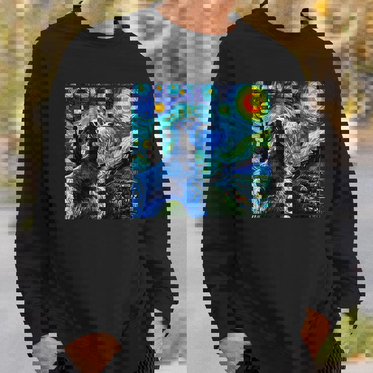 シュナウザー 面白いtシャツ 犬 ゴッホ 星月夜 かわいい メンズ 子供 おもしろ 服 グッズ ネタ スウェットシャツ 彼への贈り物