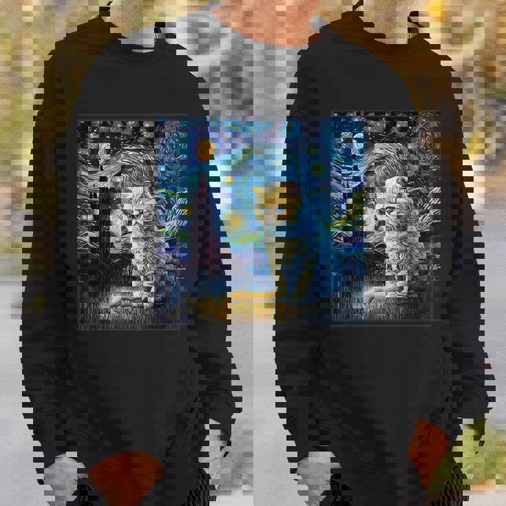 シュールレアリスム 星月夜 エキゾチック ショートヘア 猫 スウェットシャツ 彼への贈り物