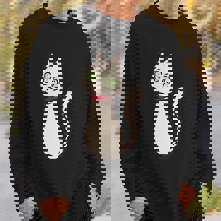 シロネコ 胸にワンポイント 落書き風 おもしろ スウェットシャツ 彼への贈り物