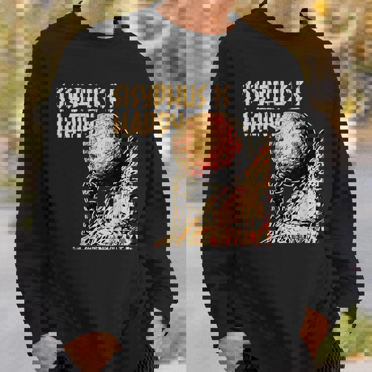 シーシュポス・イズ・ハッピー面白いギリシャ神話ミーム哲学 スウェットシャツ 彼への贈り物