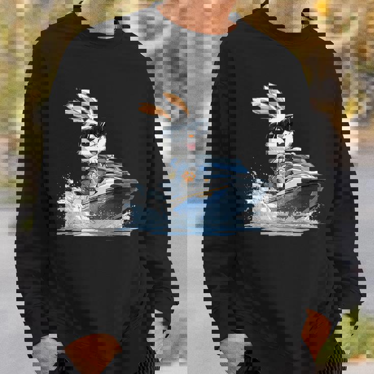 ジェットスキー ジェットスキー ウサギ イースターバニー サングラス スウェットシャツ 彼への贈り物