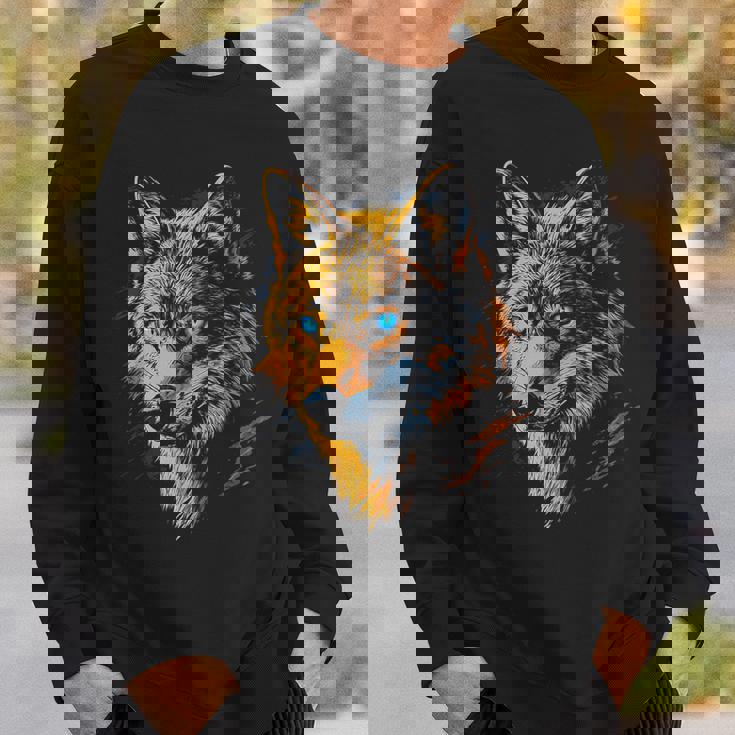 ジャッカル 動物モチーフ 青い目の作品 ジャッカル スウェットシャツ 彼への贈り物