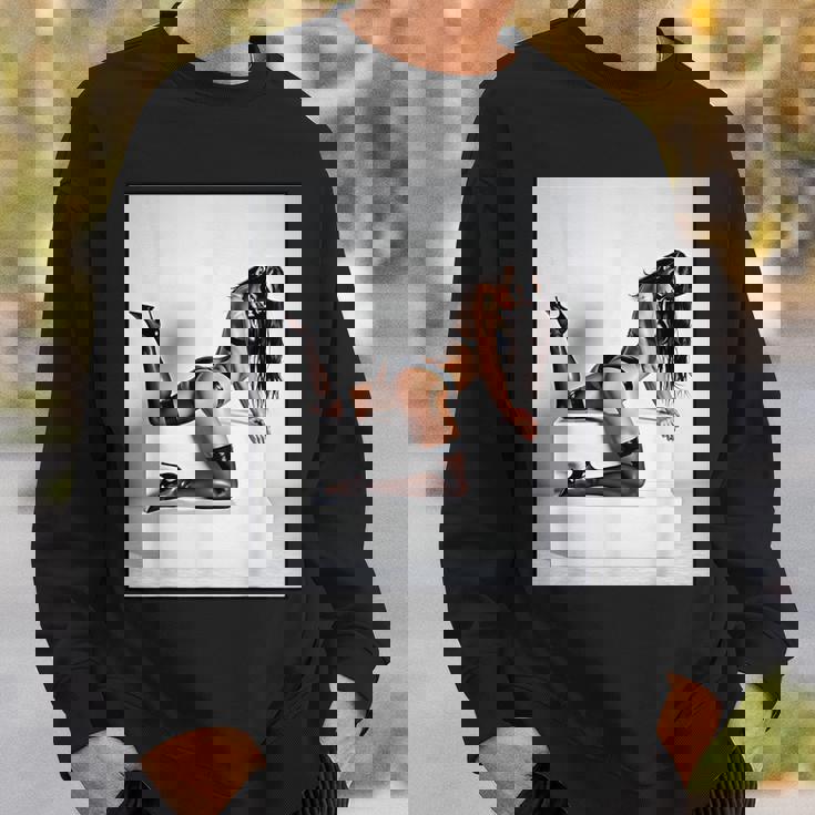 セクシーガールグラフィックtシャツ マスクのセクシーなファッションモデル スウェットシャツ 彼への贈り物