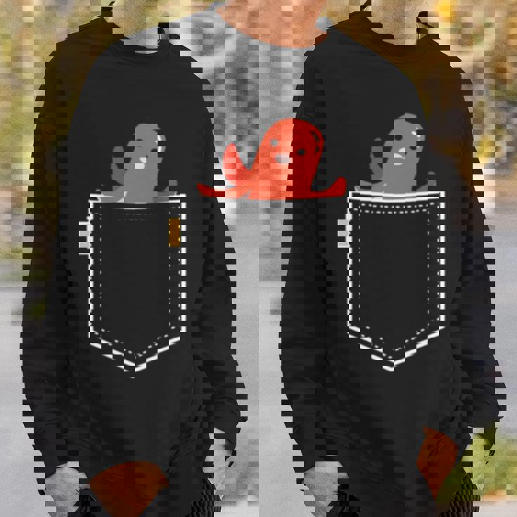 タコ ウインナー タコ 勝者 食べ物 イラスト ポケット デザイン かわいい 面白い 長袖tシャツ スウェットシャツ 彼への贈り物