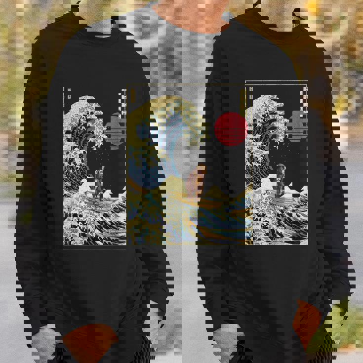 チンパンジー 神奈川波 おもしろサーフアニマル スウェットシャツ 彼への贈り物