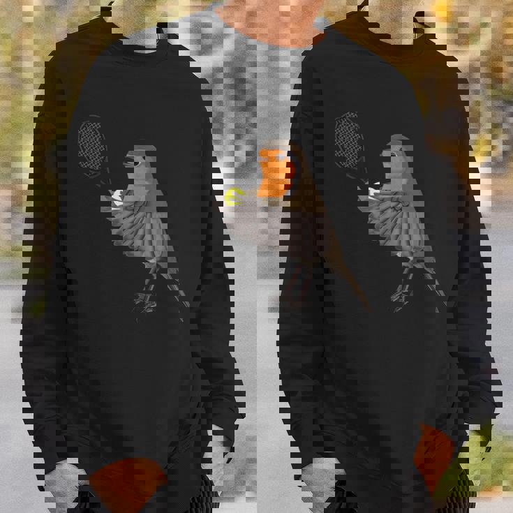 テニス ヨーロッパコマドリ 鳥 動物 図 バードウォッチング 贈り物 鳥類学者 生物学者 自然科学 スウェットシャツ 彼への贈り物