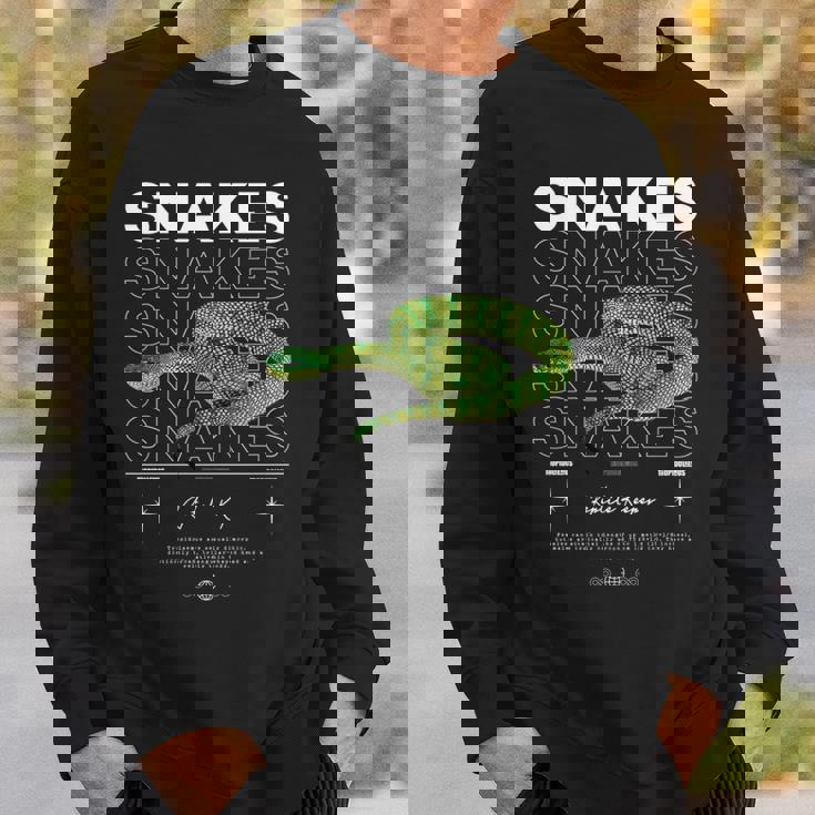 テンプルピットバイパースネークストリートウェア爬虫類キーパー 長袖tシャツ スウェットシャツ 彼への贈り物