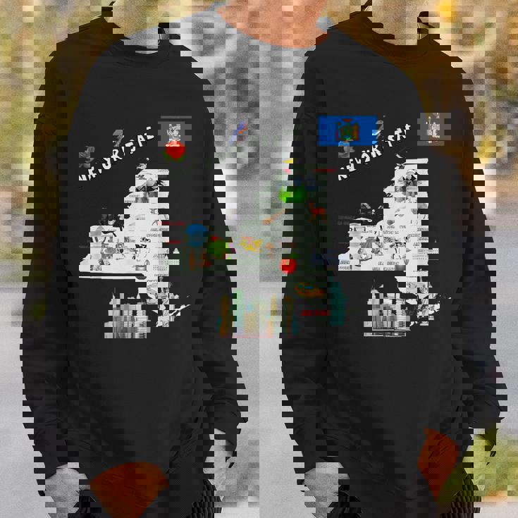 ニューヨーク州地図 観光地 都市 旗 スウェットシャツ 彼への贈り物