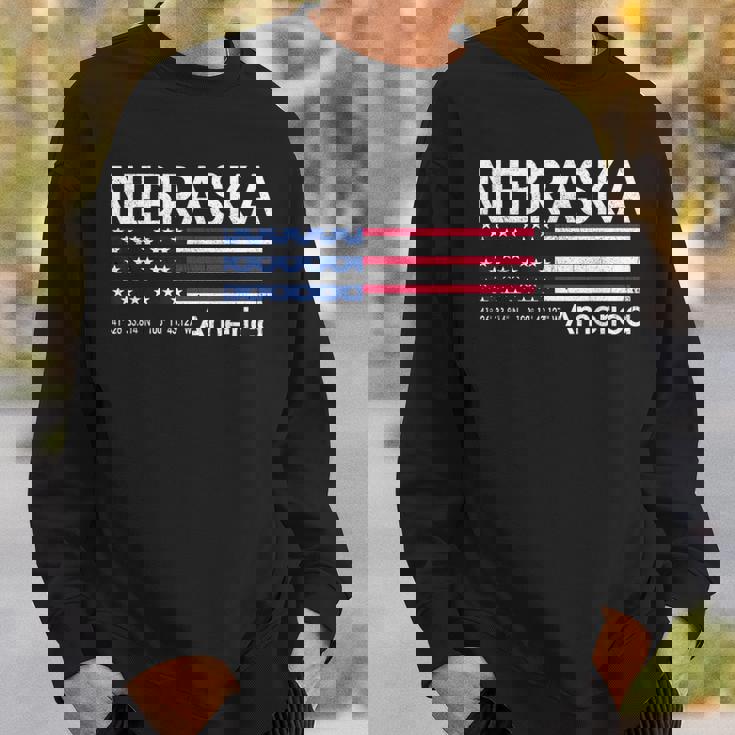 ネブラスカの座標 米国旗 スウェットシャツ 彼への贈り物
