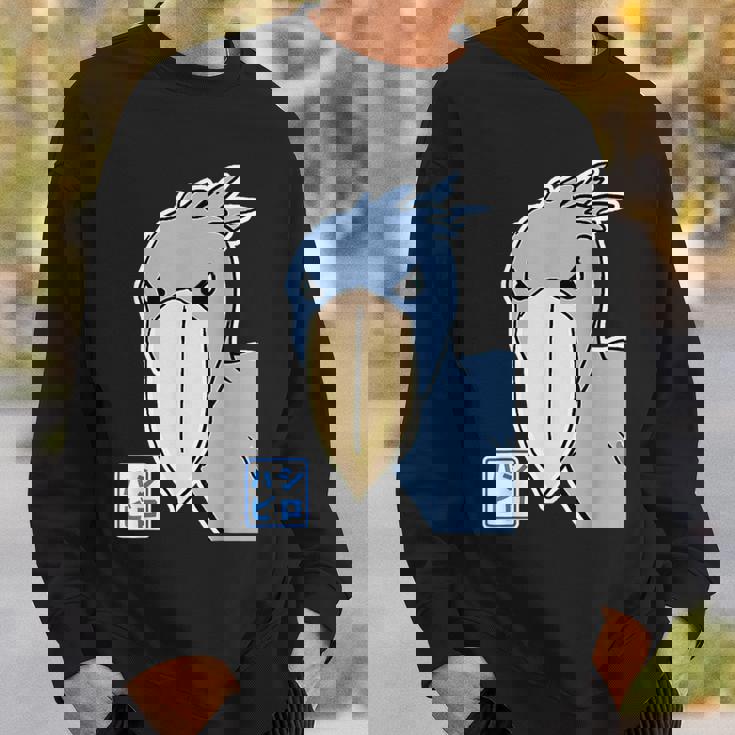 ハシビロコウさん『フル ビッグプリント』青い鳥【どうぶつフレンズ】ゆるくて かわいい 動物園の生き物 イラスト スウェットシャツ 彼への贈り物