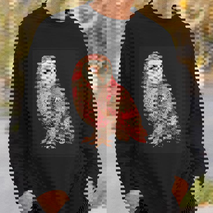 ハート柄の奇抜なパッチワークフクロウ スウェットシャツ 彼への贈り物