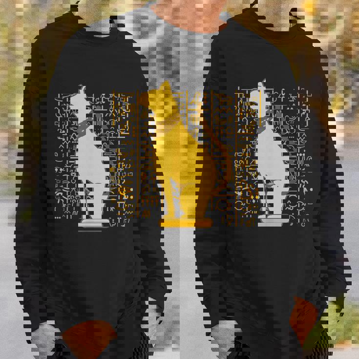 バステット 古代エジプト 猫 神 ヒエログリフ グラフィックアート 恋人 スウェットシャツ 彼への贈り物