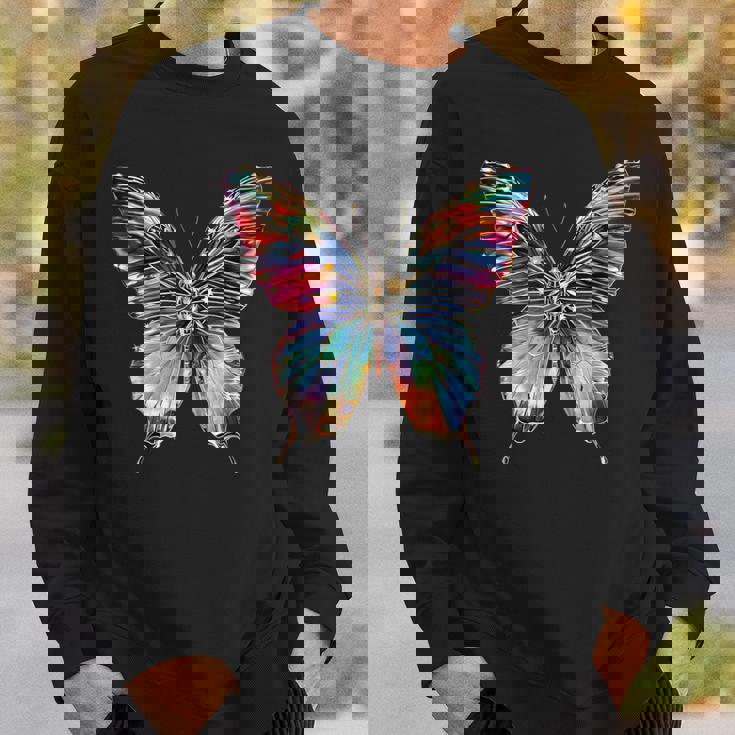 バタフライ カラフルな羽 バタフライ 蝶 スウェットシャツ 彼への贈り物